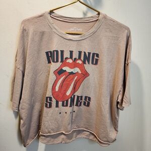 American Eagle Rolling Stones Graphic Tee Crop Top Size XL